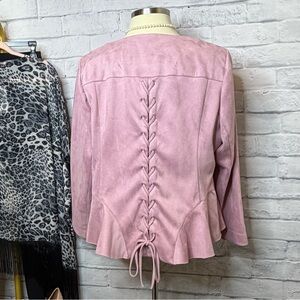 Lane Bryant Blush Faux Suede Jacket w/ Lace-Up Back